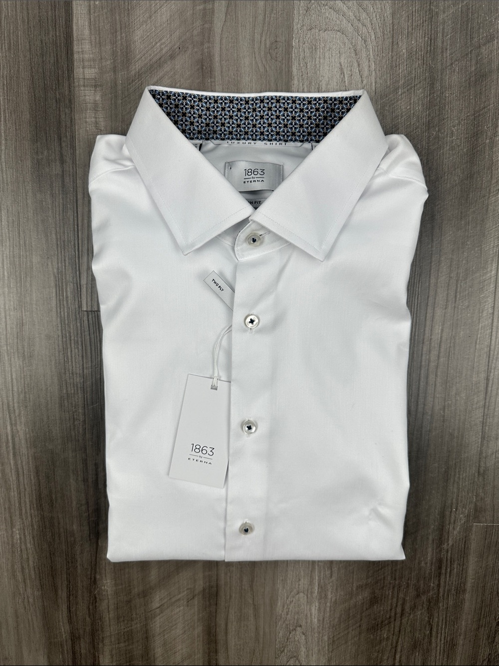 1863 by Eterna Slim Fit White Luxury Two Ply Long Sleeve Button Down - 2XL (18)